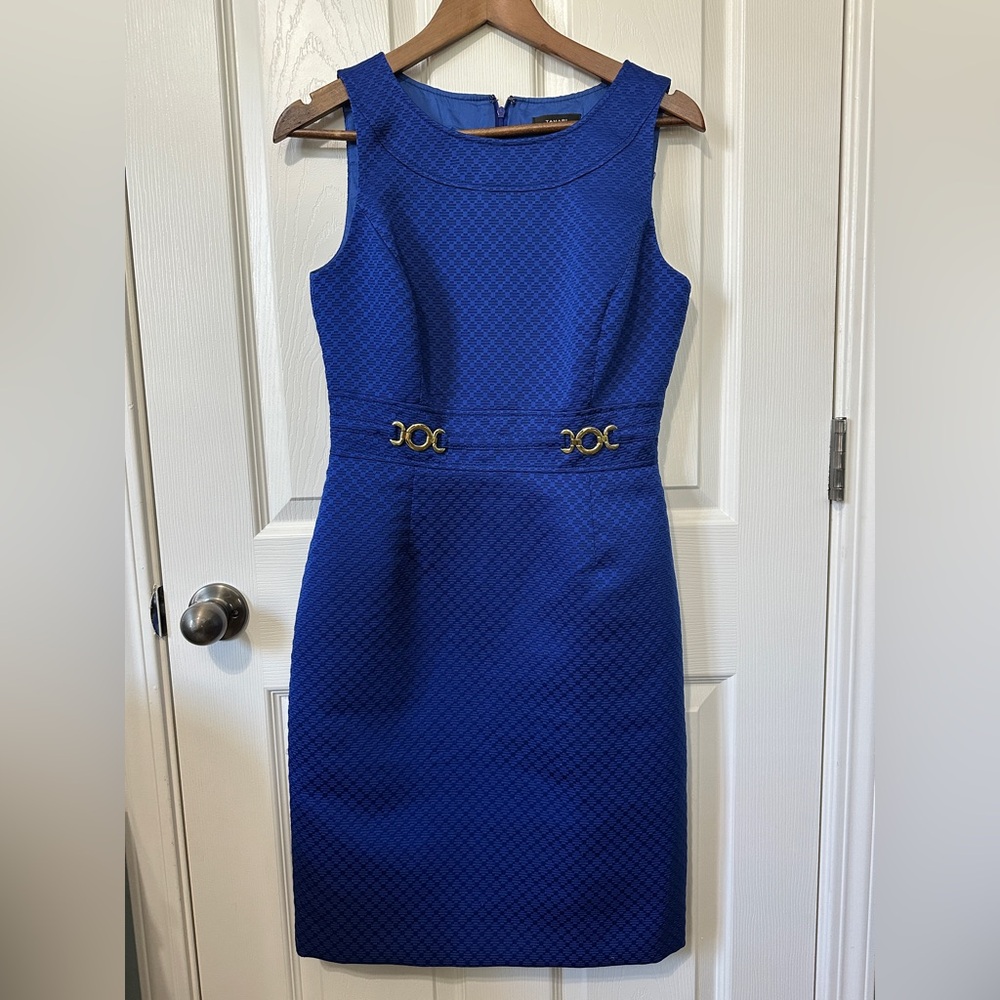 Tahari Cobalt Blue Sleeveless Sheath Dress